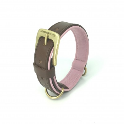 Citywalk Hundehalsband Cognac/Rosa, dänisches Design