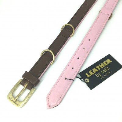 Citywalk Hundehalsband Cognac/Rosa, dänisches Design