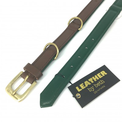 Citywalk dog collar cognac/darkgreen, danish design