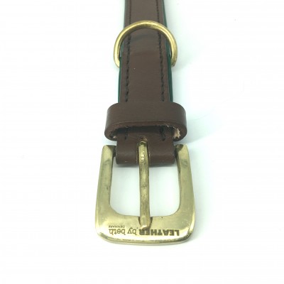 Citywalk dog collar cognac/darkgreen, danish design