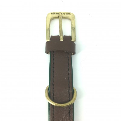 Citywalk dog collar cognac/darkgreen, danish design