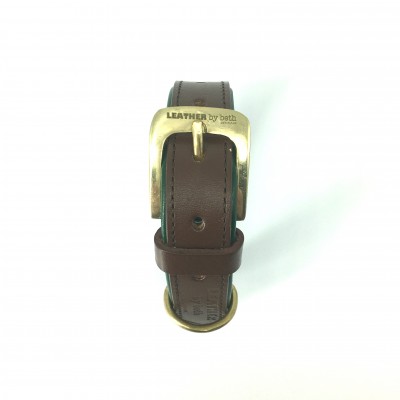 Citywalk dog collar cognac/darkgreen, danish design