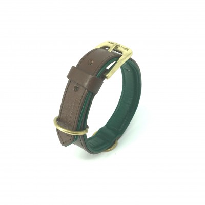 Citywalk dog collar cognac/darkgreen, danish design