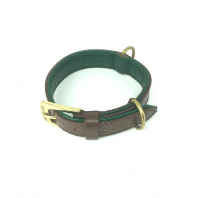 Citywalk dog collar cognac/darkgreen, danish design