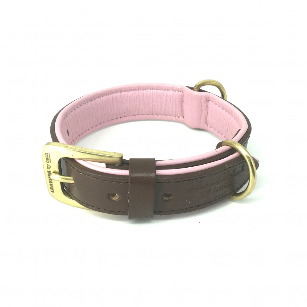 Citywalk Hundehalsband Cognac/Rosa, dänisches Design
