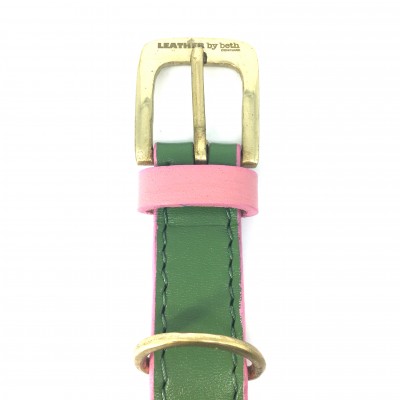 'SMILE AT ME' dog collar green/pink, danish design