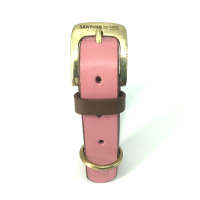 'SMILE AT ME' dog collar pink/brown, danish design