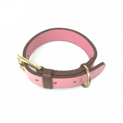 'SMILE AT ME' hundehalsbånd, pink/brun