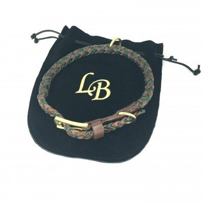Maxiflet Hundehalsband Cognac/Darkgreen, dänisches Design