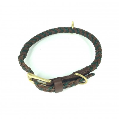 Maxiflet Hundehalsband Cognac/Darkgreen, dänisches Design