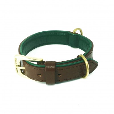 Citywalk dog collar cognac/darkgreen, danish design