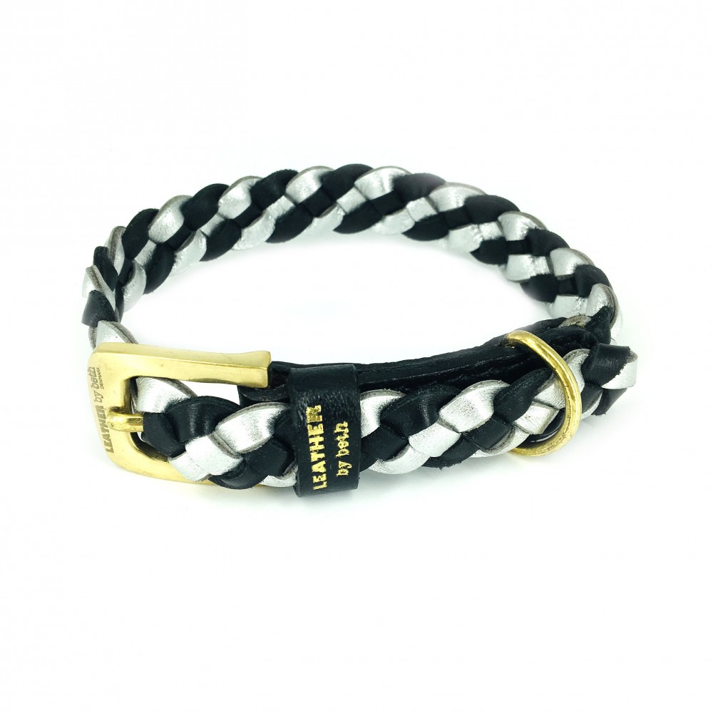 Miniflet dog collar black/silver, danish design