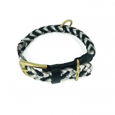 Maxiflet Hundehalsband Schwarz/Silber, dänisches Design