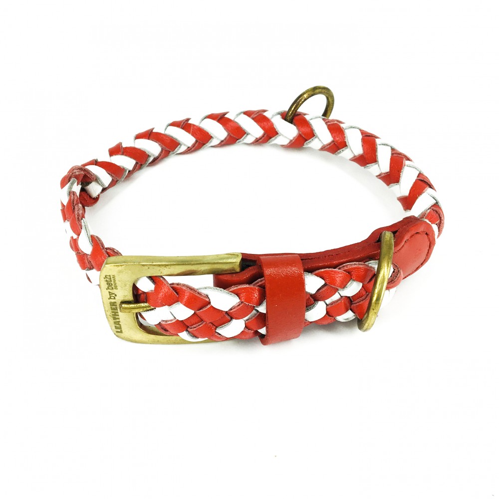 Maxiflet DK dog collar red/white, danish design