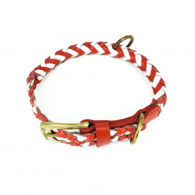 Maxiflet DK dog collar red/white, danish design