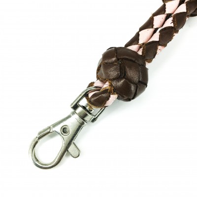 Key hanger, cognac/pink