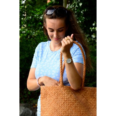 India Leder-Shopper, Cognac Leder, dänisches Design
