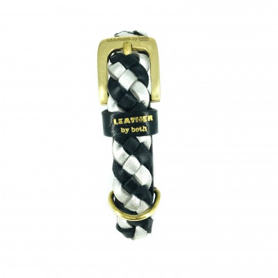 MINIFLET armbånd, sort/sølv læder, dansk design