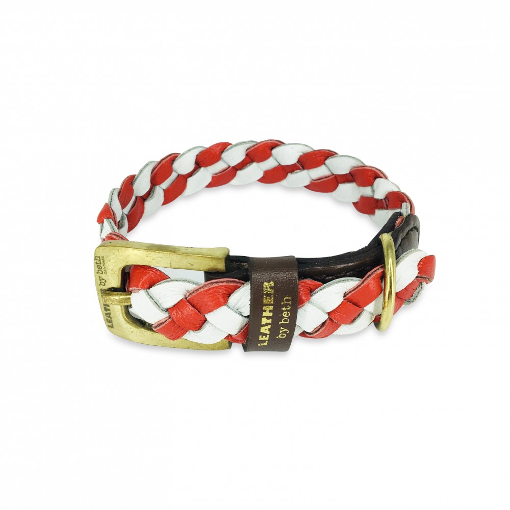 MINIFLET hundehalsbånd, rød/hvid