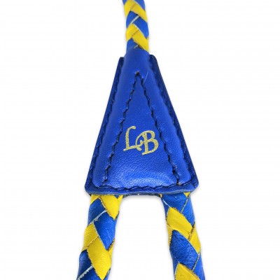 MAXIFLET hundeline, blå/gul læder, dansk design