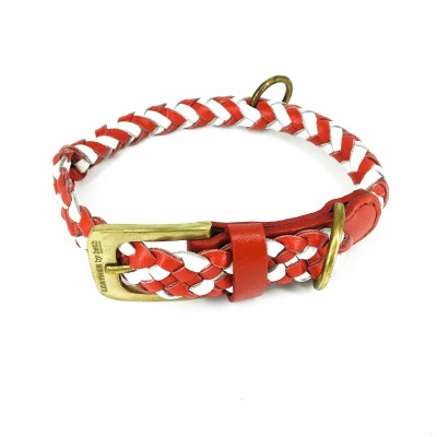 Maxiflet DK Hundehalsband Rot/Weiß, dänisches Design