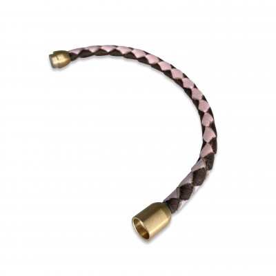 Casual bracelet, cognac/pink