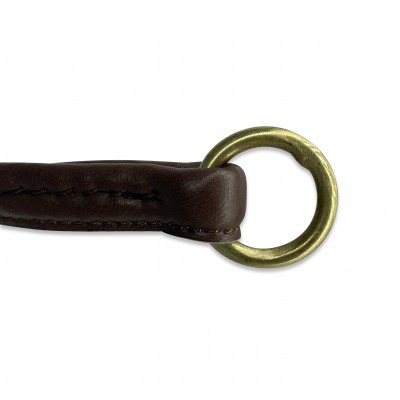 Glidehalsbånd, rundsyet cognac læder, dansk design