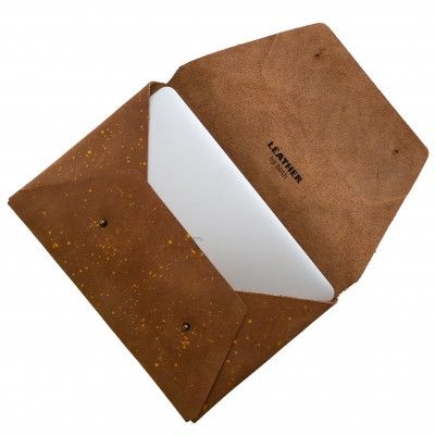 Kuvert Cover aus Kerne-Leder, Gold Design