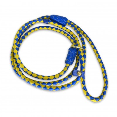 Retrieverline i blå/gul læder, dansk design