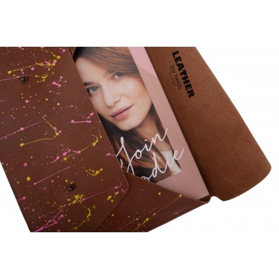 Envelope cover core leather, pink & yellow design