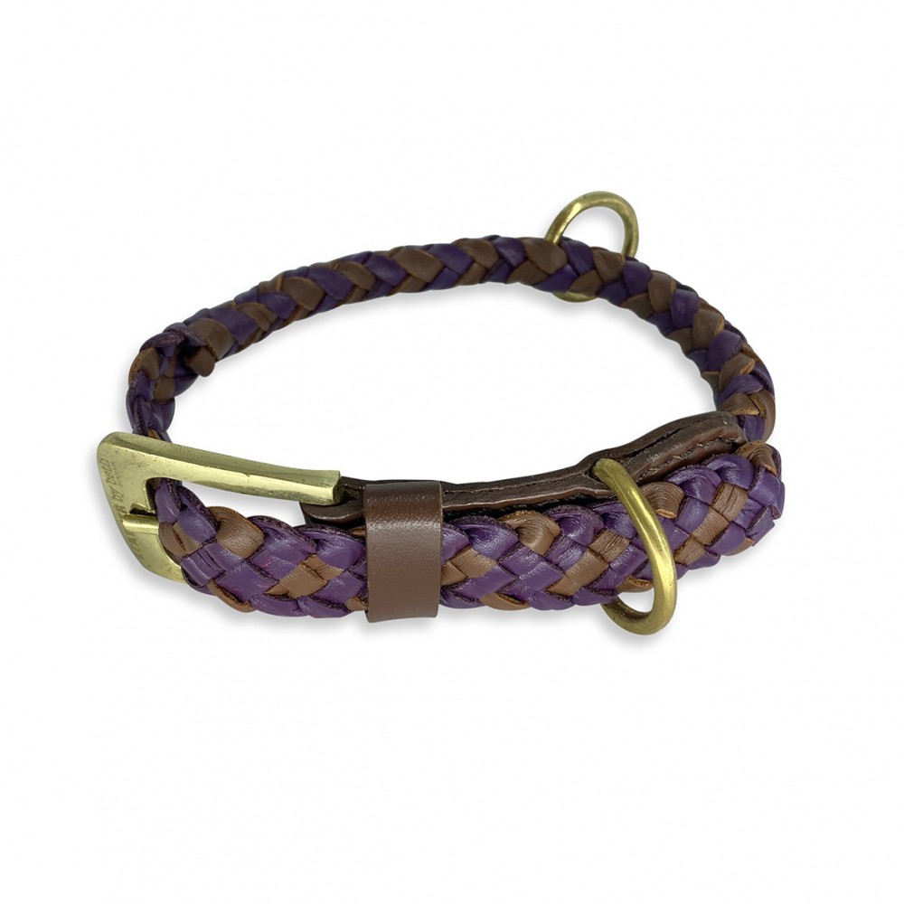 Maxiflet dog collar cognac/purple, danish design
