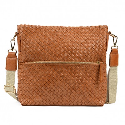 India crossover/crossbody bag, cognac leather