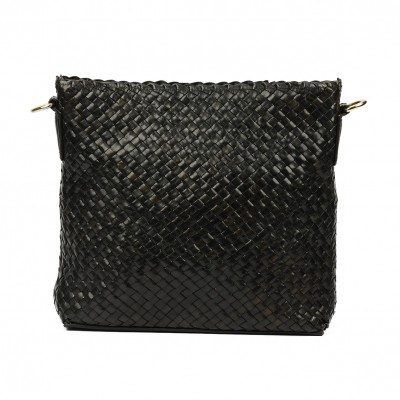 India crossover/crossbody bag, black leather