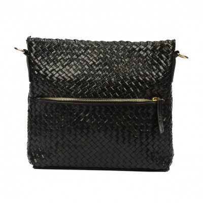 INDIA crossover/crossbody taske, sort læder