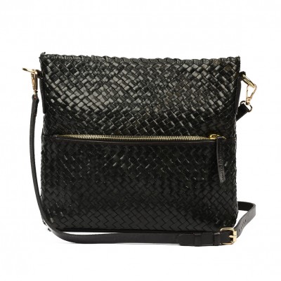 INDIA crossover/crossbody taske, sort læder