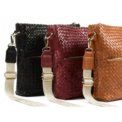 India crossover/crossbody bag, chestnut leather