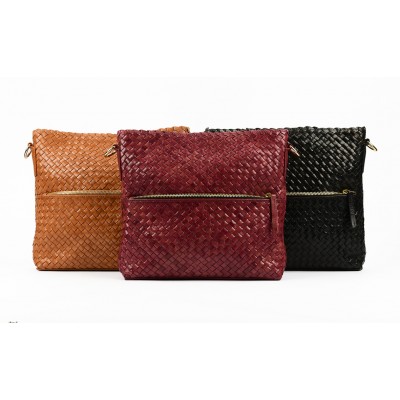 India Crossover/Crossbody, Schwarzes Leder