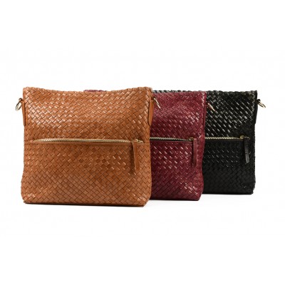 INDIA crossover/crossbody taske, sort læder