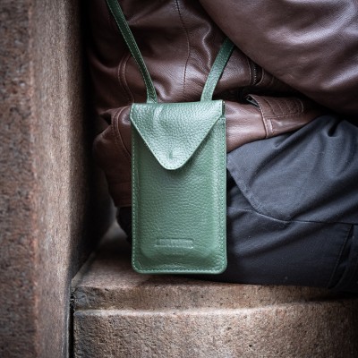 Citywalk Mobil-Tasche, Grünes Leder, dänisches Design