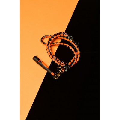 FLØJTESNOR i sort/orange læder, dansk design