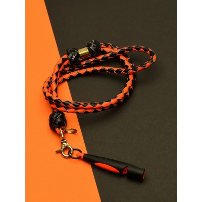 FLØJTESNOR i sort/orange læder, dansk design