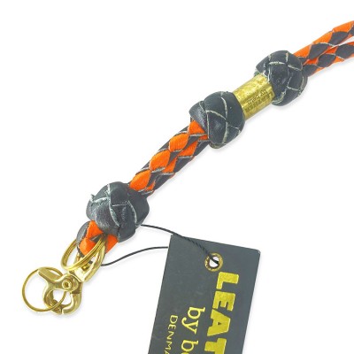 FLØJTESNOR i sort/orange læder, dansk design