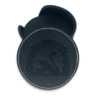 H.C. Andersen coaster, sort læder, dansk design