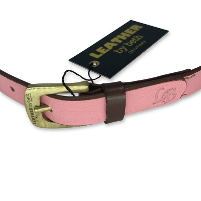 'SMILE AT ME' bælte, pink/brun læder, dansk design
