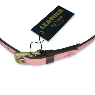 'SMILE AT ME' bælte, pink/brun læder, dansk design
