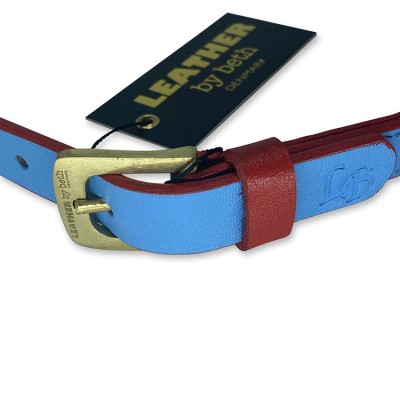 'Smile at me' belt, lightblue/red