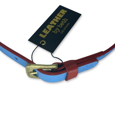 'Smile at me' belt, lightblue/red