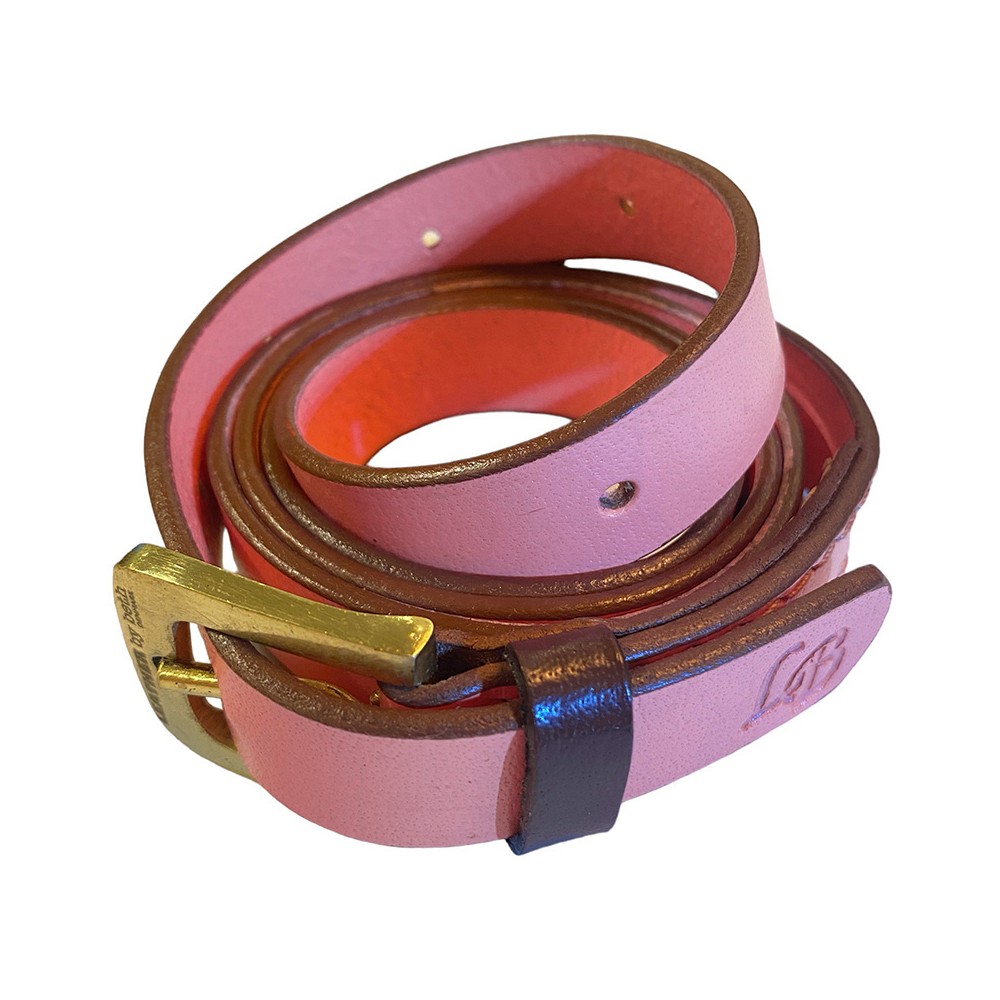 'SMILE AT ME' bælte, pink/brun læder, dansk design