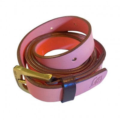 'SMILE AT ME' bælte, pink/brun læder, dansk design