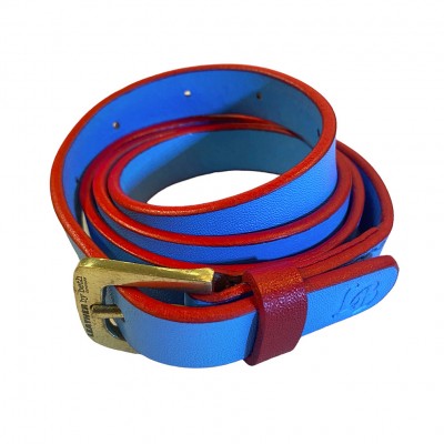 'Smile at me' belt, lightblue/red
